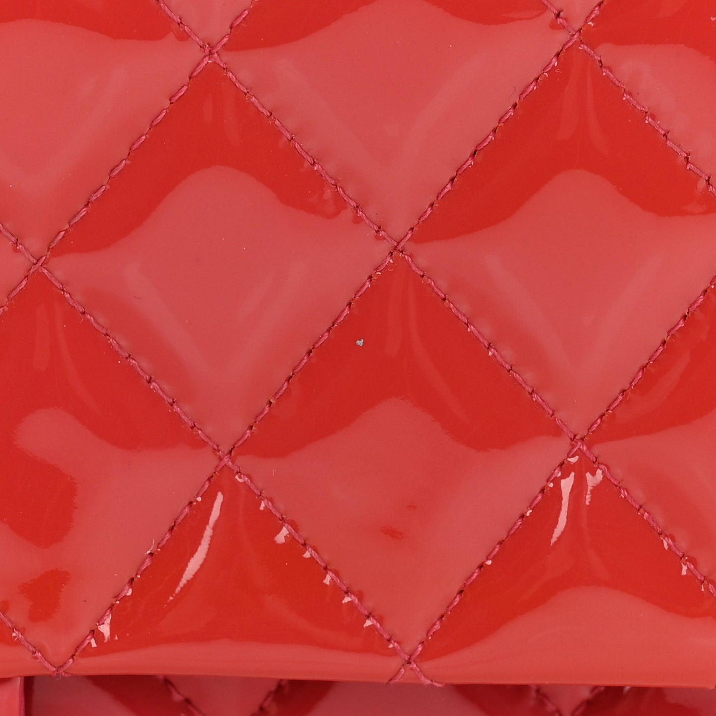 Patent Quilted Medium Double Flap Fuchsia