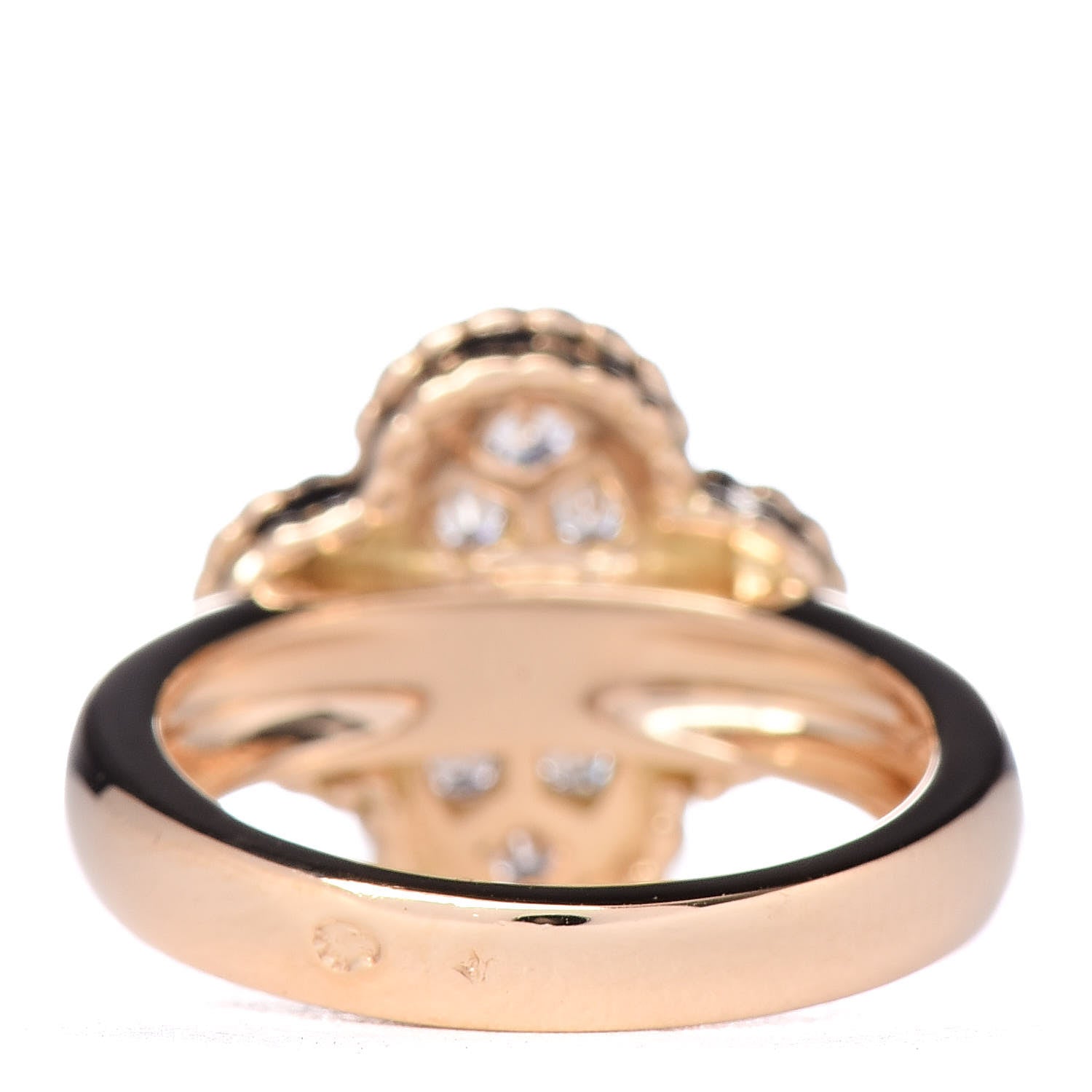 Van Cleef & Arpels 18K Yellow Gold Diamond Vintage Alhambra Ring 48 4.5 3 of 4