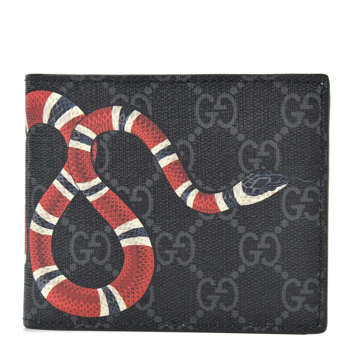 GG Supreme Monogram Kingsnake Nice Bi-Fold Wallet Black Grey