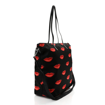 Prada Tessuto Nylon Lips Tote Black 3 of 10