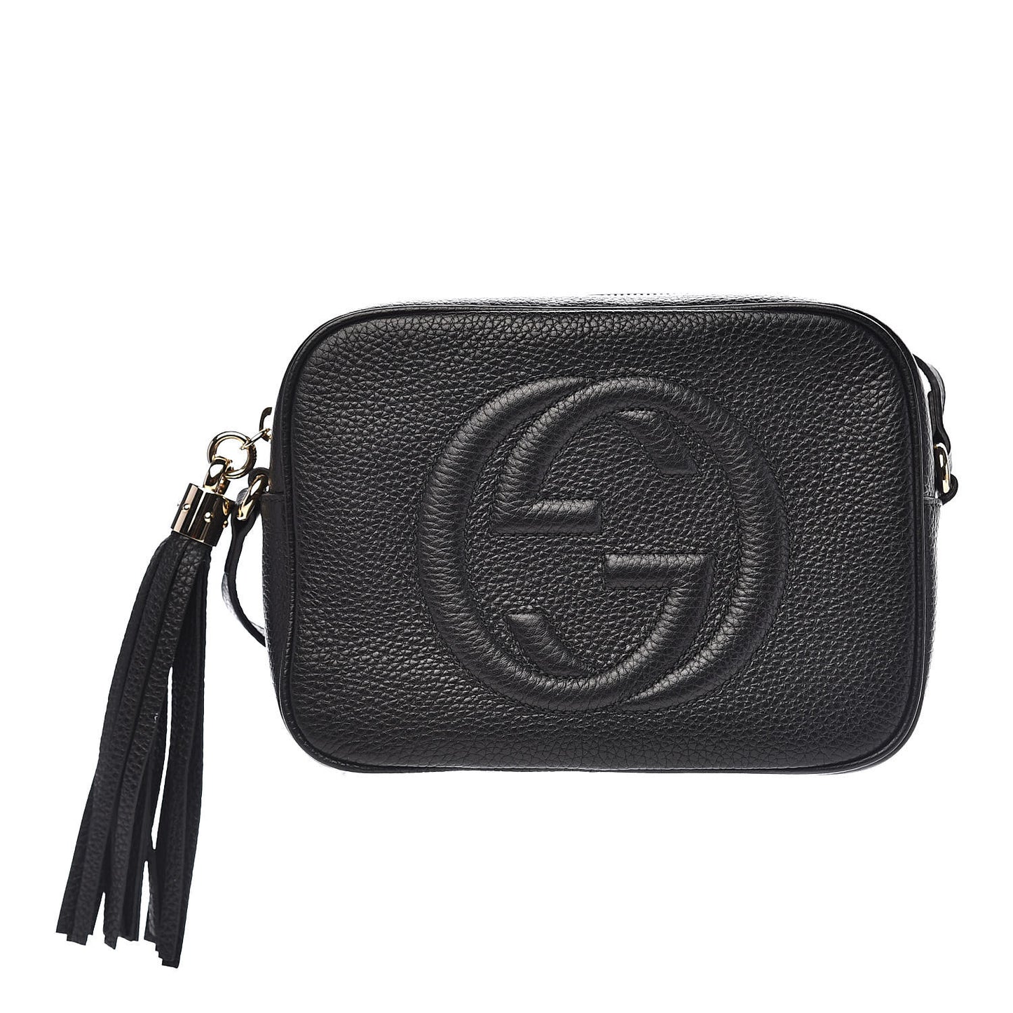 Pebbled Calfskin Small Soho Disco Bag Black