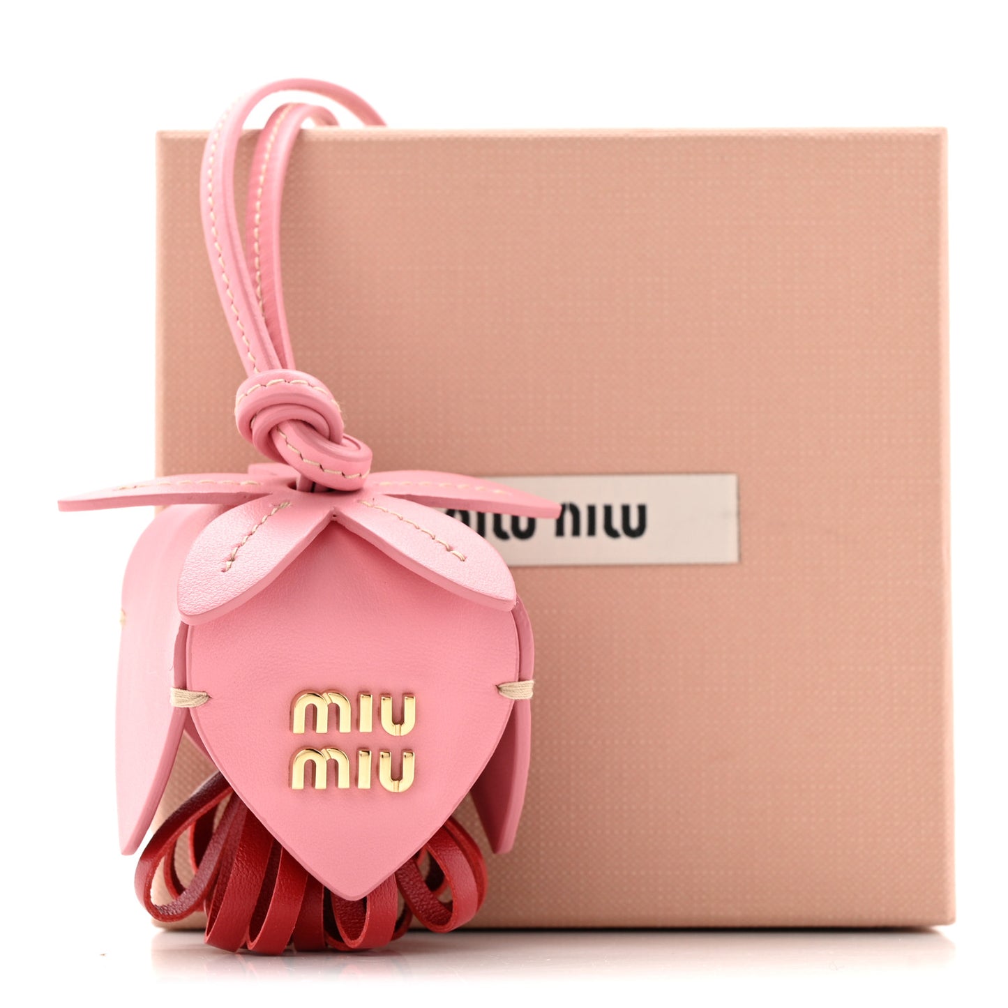Calfskin Trick Bag Charm Pink Red