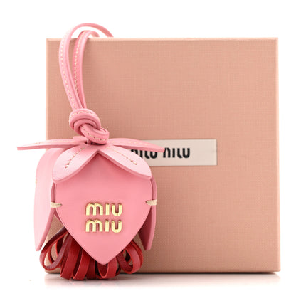 Miu Miu Calfskin Trick Bag Charm Pink Red 4 of 4