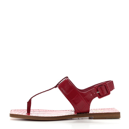 Christian Louboutin Calfskin Alligator Embossed Cubongo Flat Sandals 37.5 Persan 1 of 11