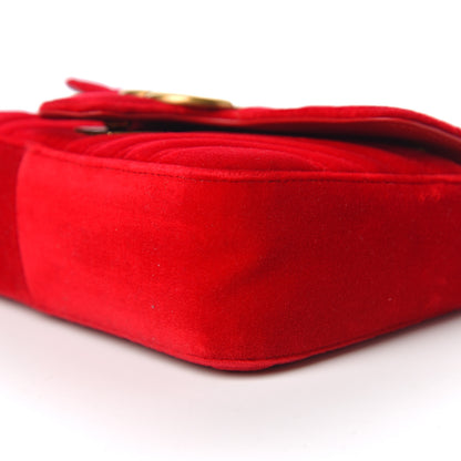 Gucci Velvet Matelasse Mini GG Marmont Shoulder Bag Hibiscus Red 8 of 9