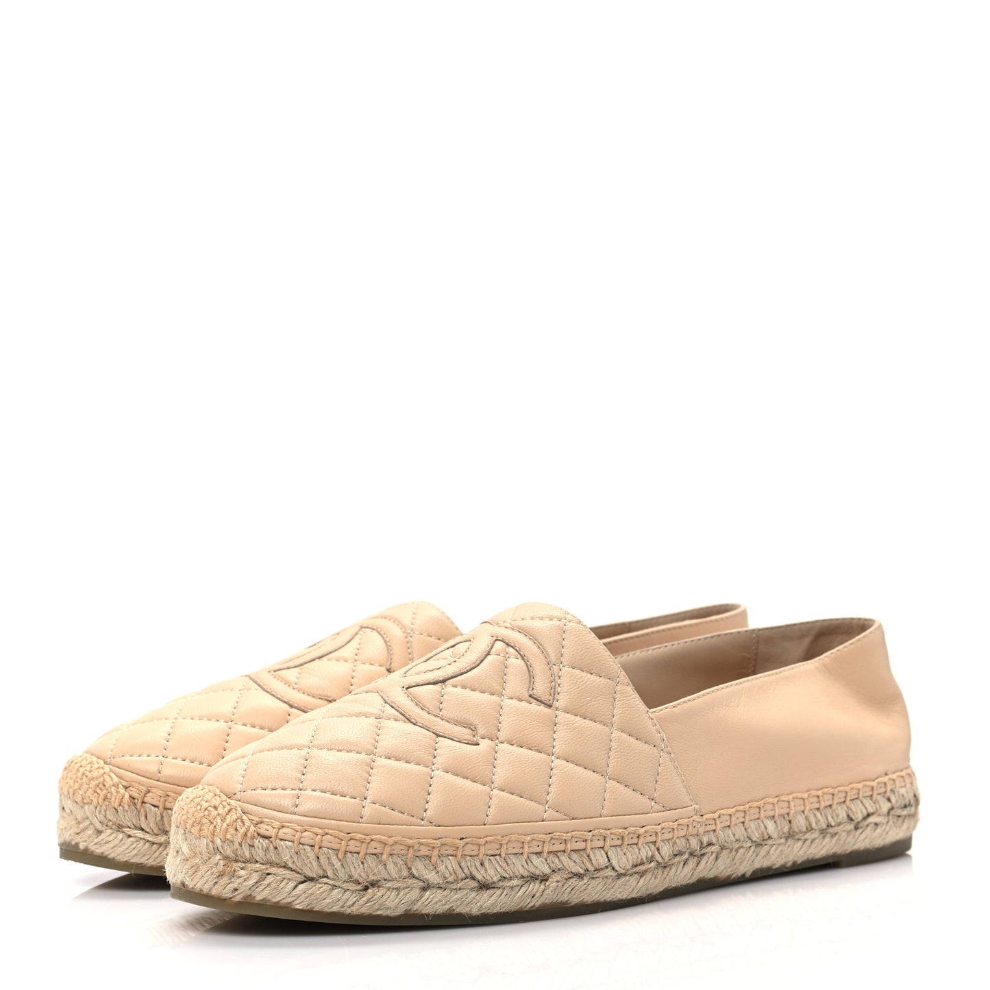 Lambskin Quilted CC Espadrilles 41 Beige