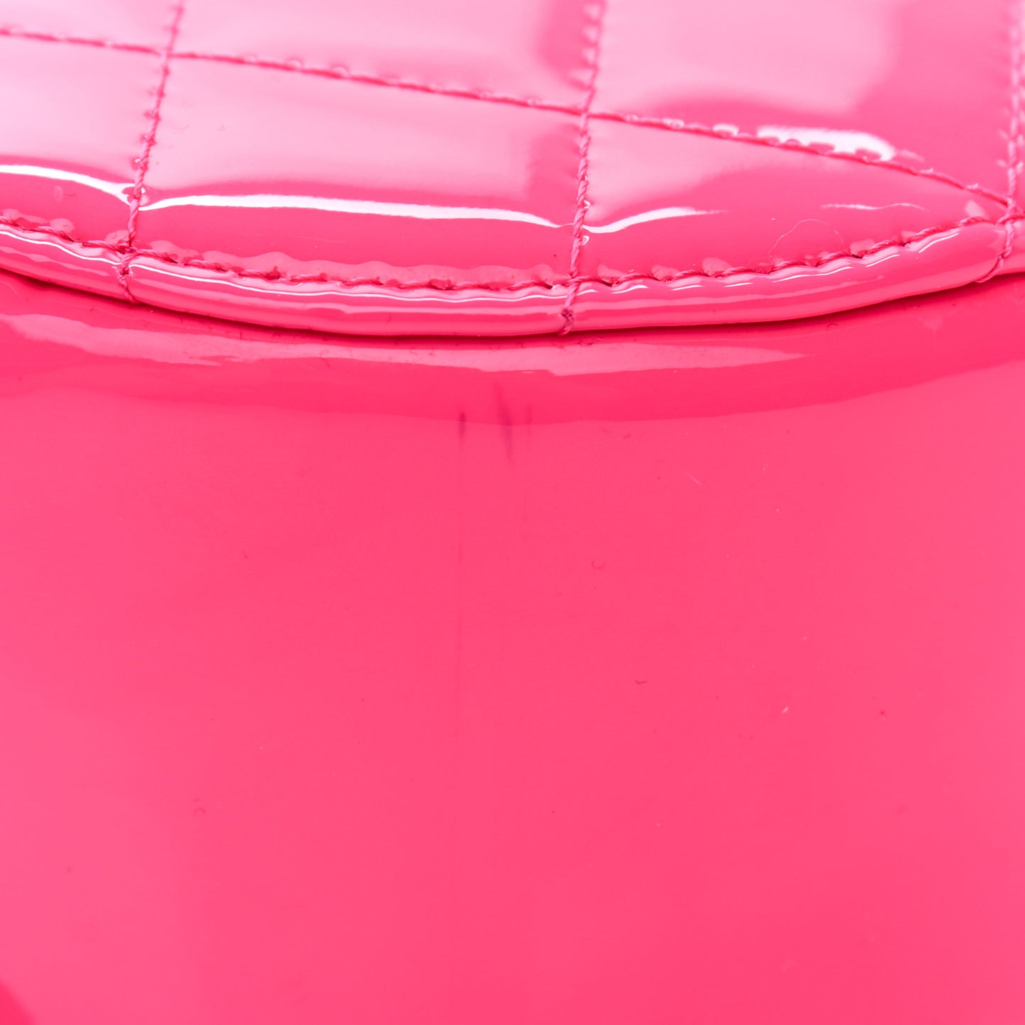 Patent Quilted Round Clutch With Chain Dark Pink