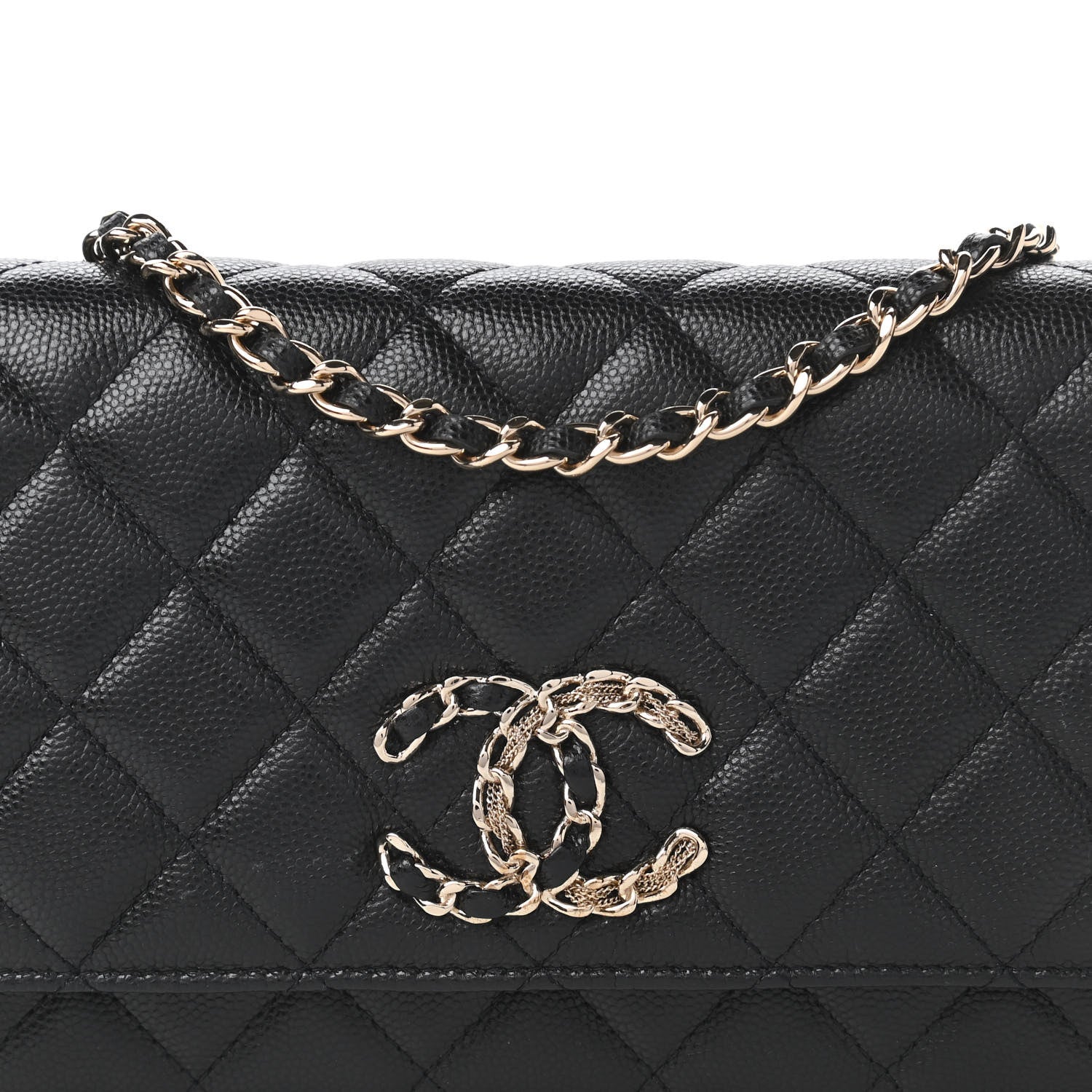 Chanel Caviar Quilted French New Wave Chain CC Wallet On Chain WOC Black 11 of 12