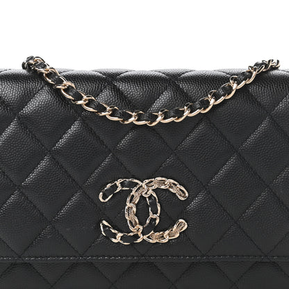 Chanel Caviar Quilted French New Wave Chain CC Wallet On Chain WOC Black 11 of 12