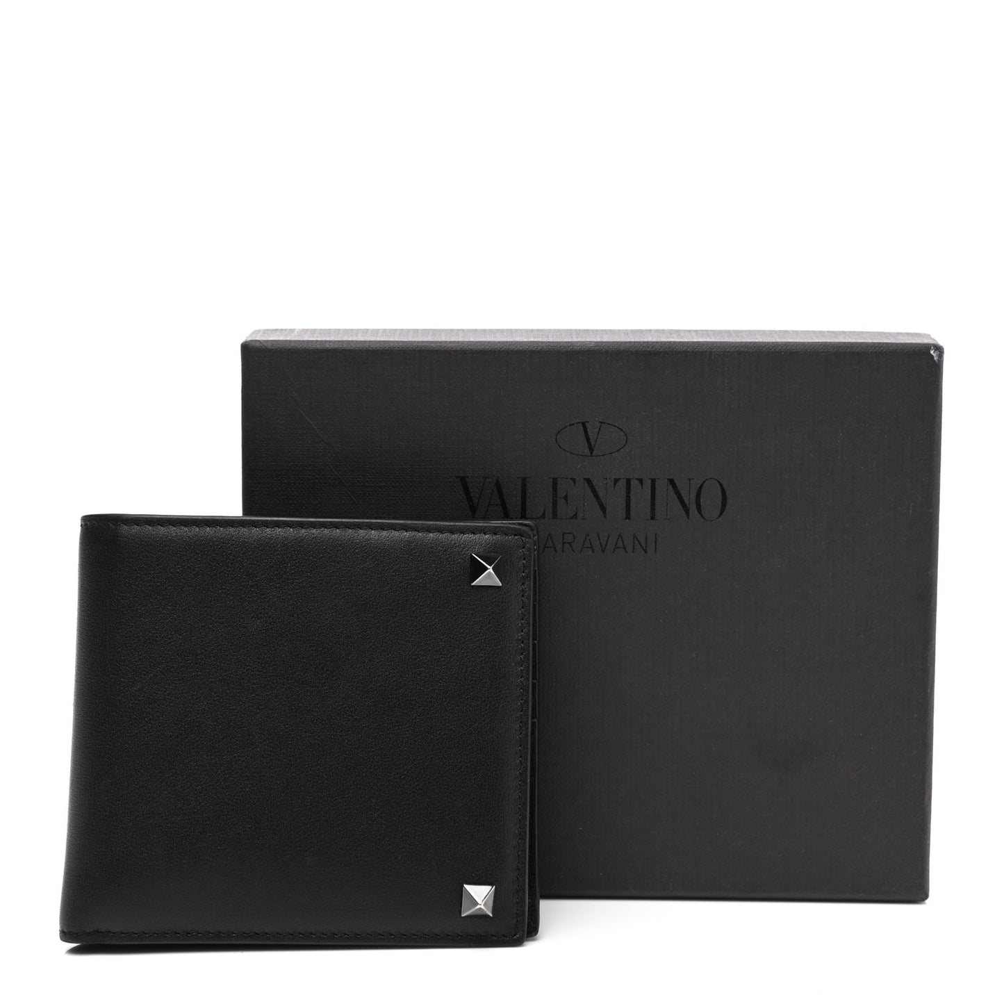 Vitello Rockstud Bi-Fold Wallet Black