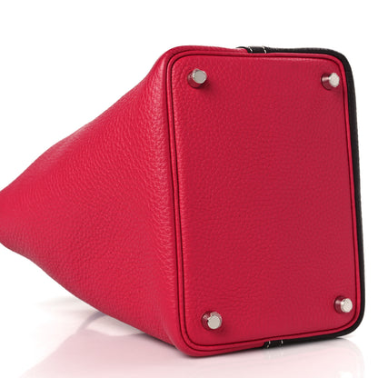 Hermes Taurillon Clemence Casaque Picotin Lock 18 PM Rouge Sellier Framboise 8 of 10