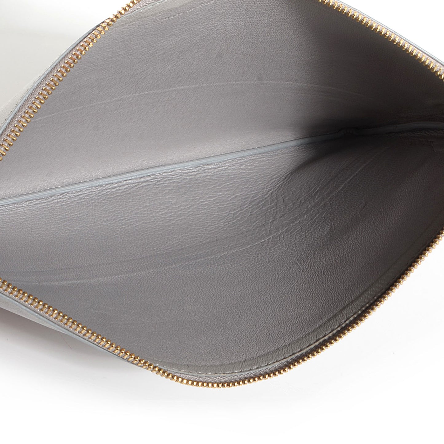 Lambskin Bi-Color Solo Clutch Pouch Grey Tan