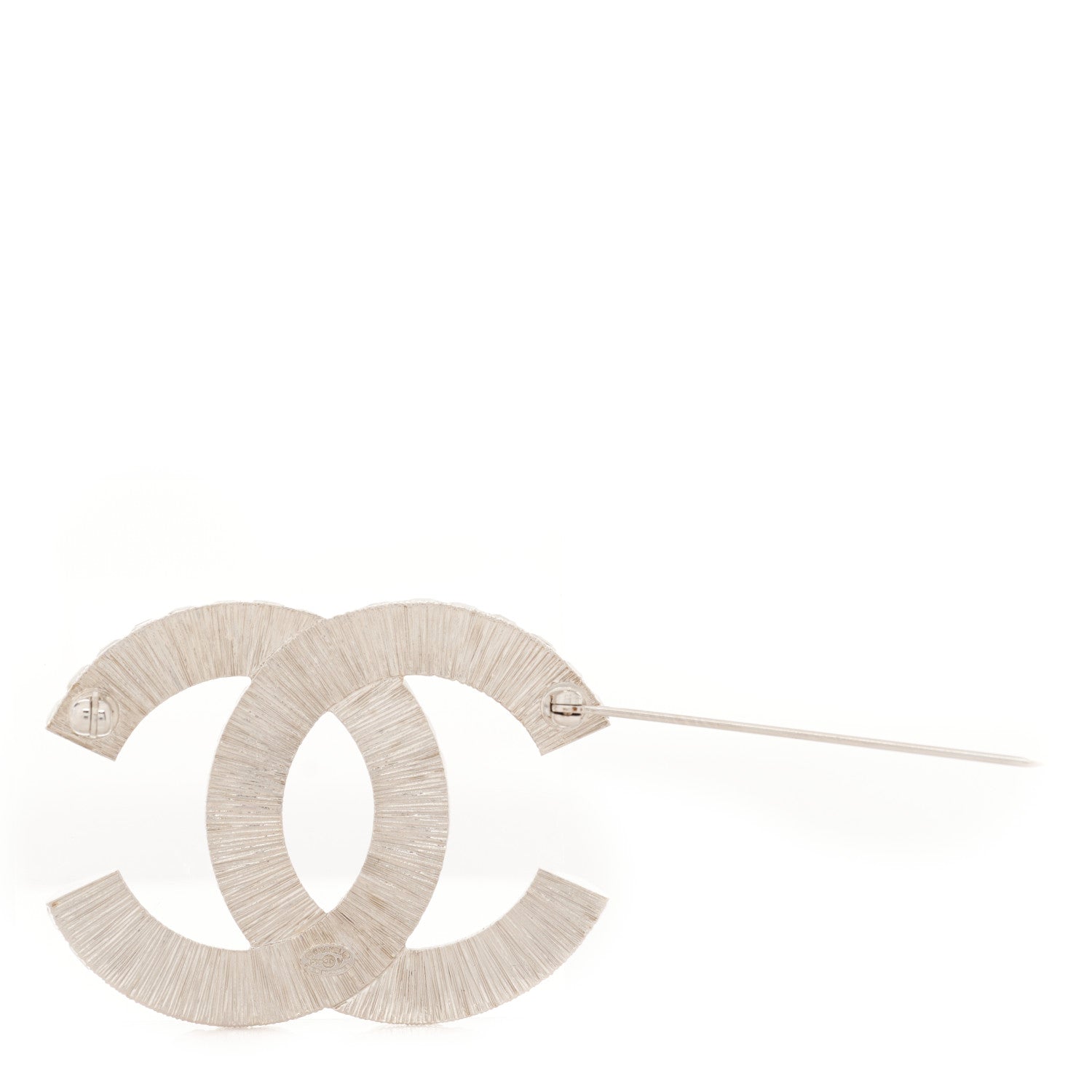 Chanel Baguette Crystal CC Brooch Silver 3 of 4