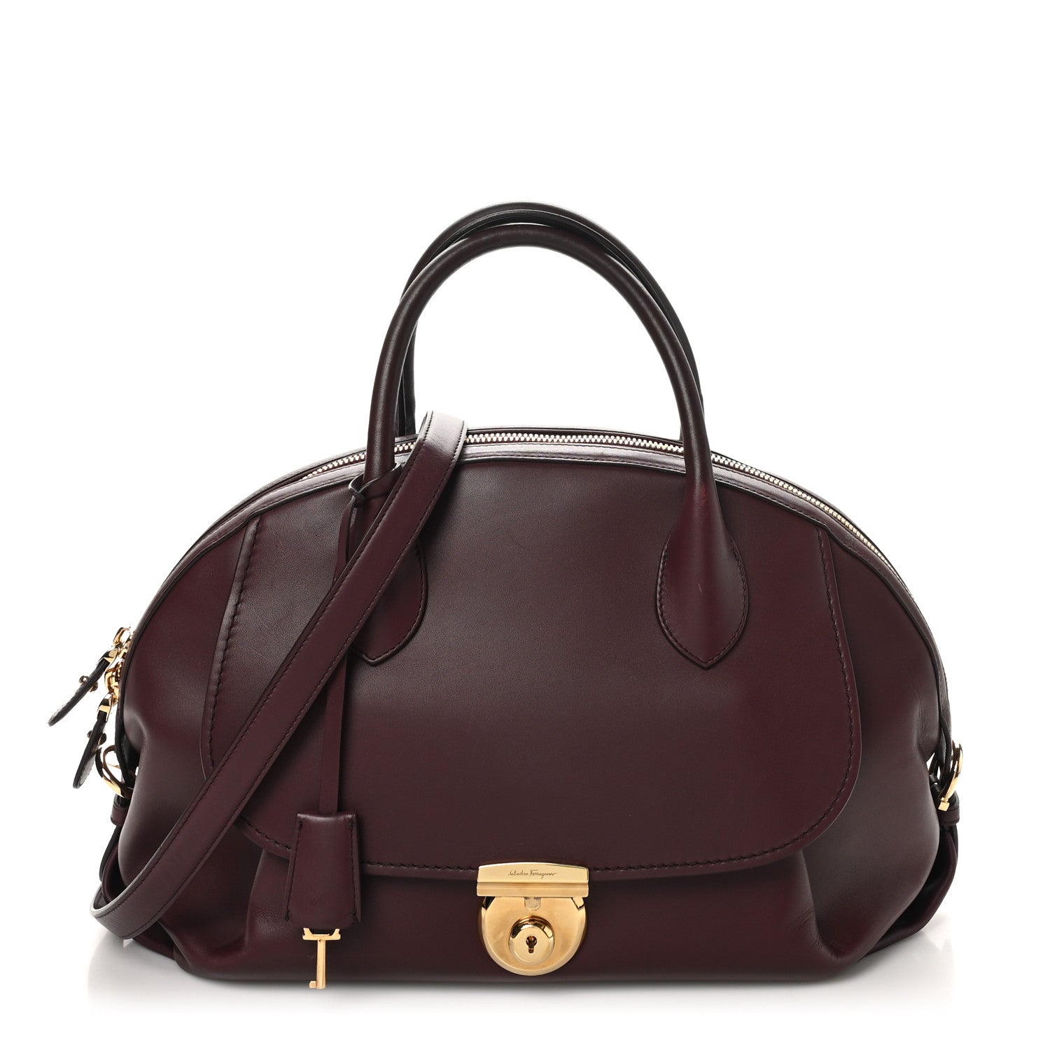 Salvatore Ferragamo Calfskin Fiamma Bag Rouge Black 1 of 11