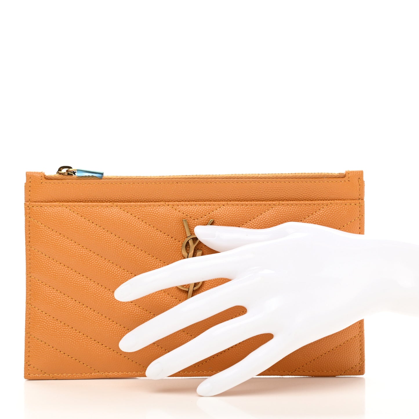 Grain De Poudre Chevron Monogram Bill Pouch Senape Yellow