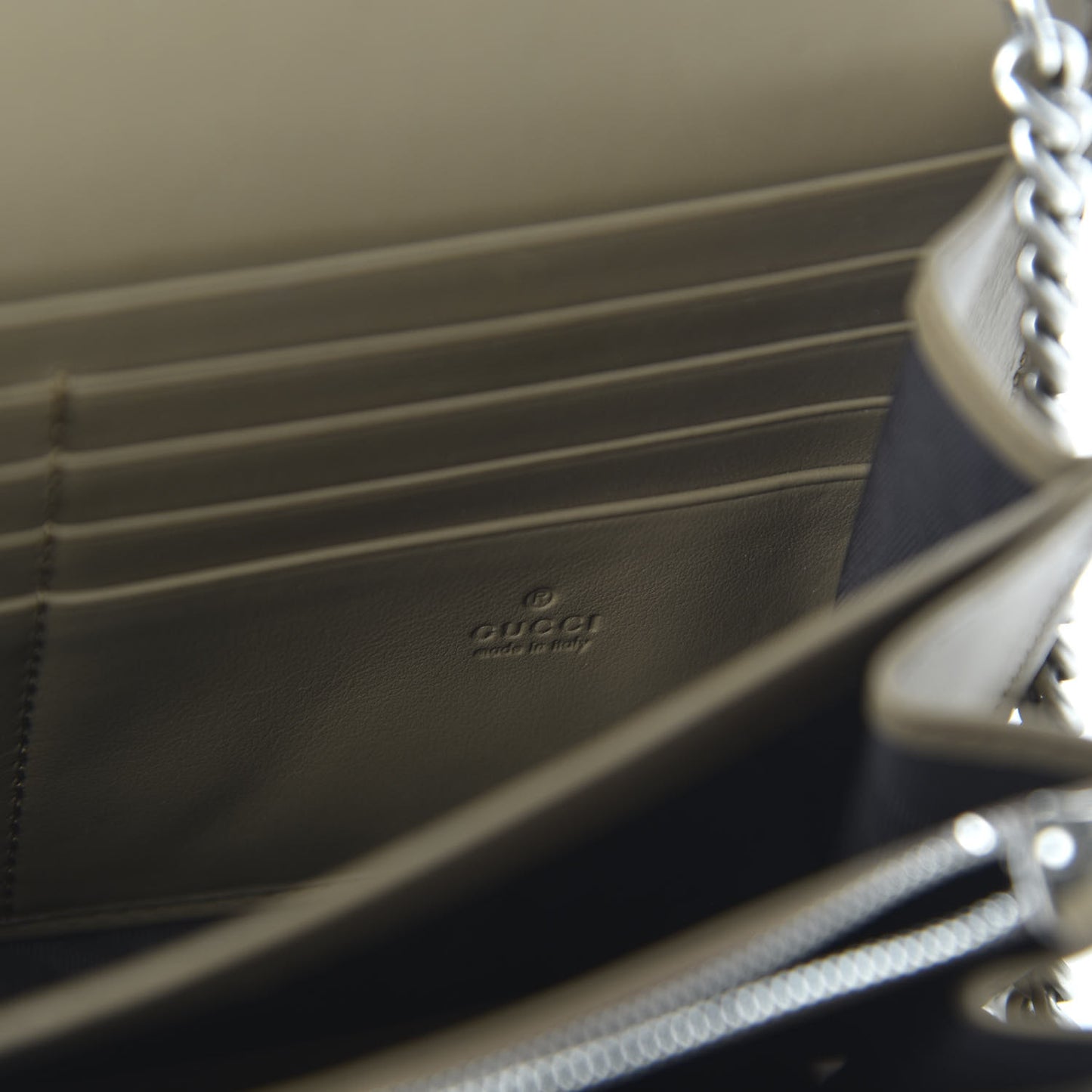 GG Supreme Monogram Mini Dionysus Chain Wallet Beige Taupe