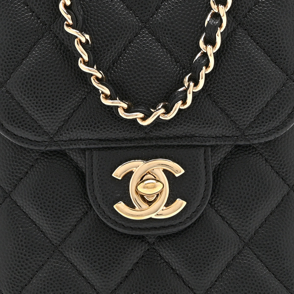Caviar Quilted Classic Phone Holder Black