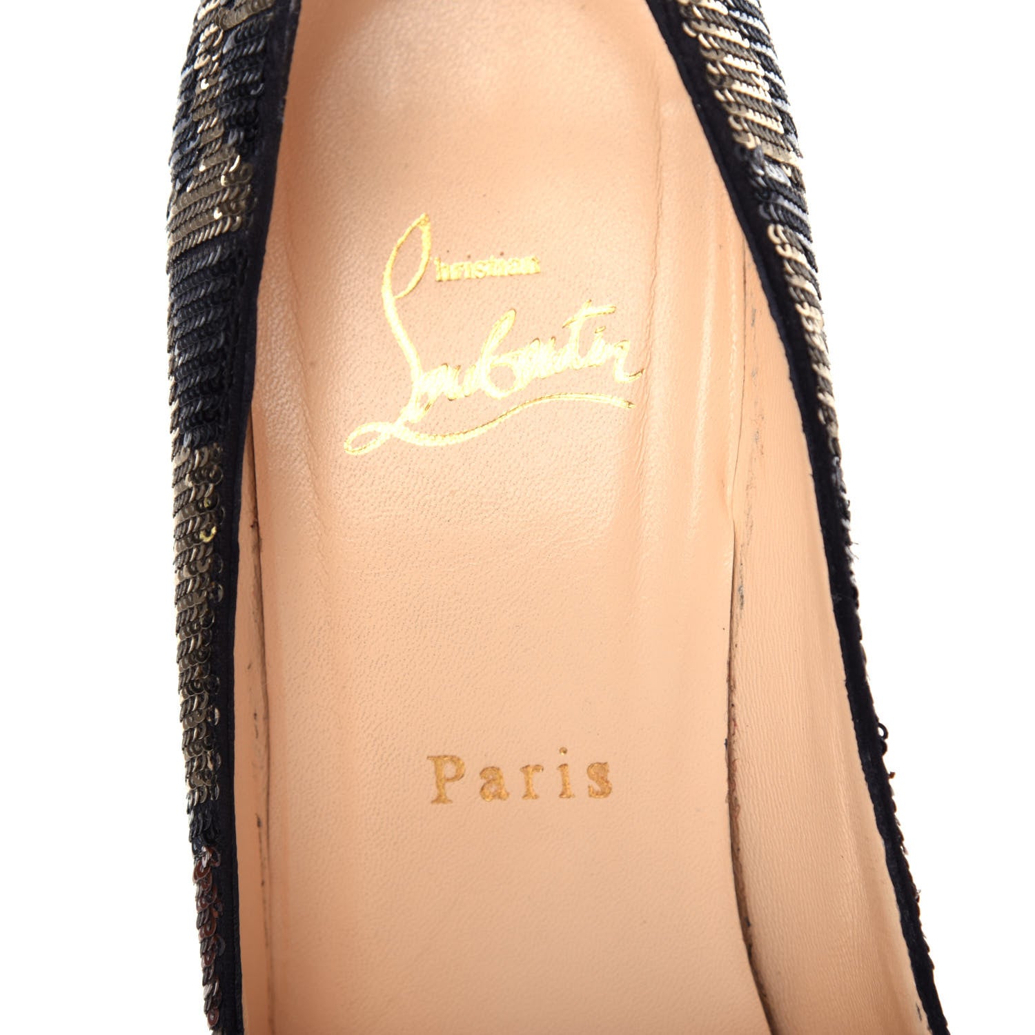 Christian Louboutin Leopard Paillettes Fifi 100 Pumps 37.5 Beige 8 of 9