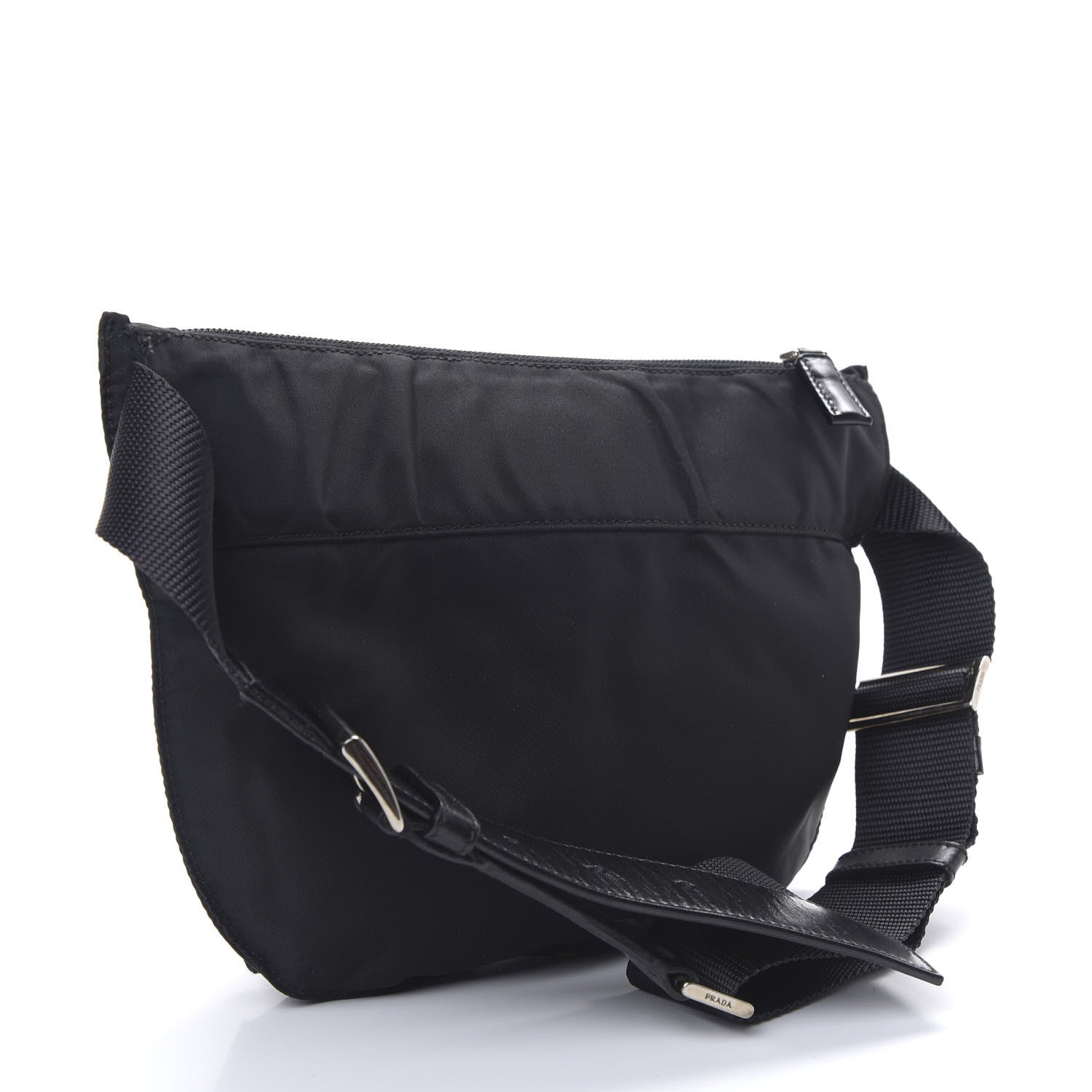 Prada Tessuto Nylon Soft Calfskin Sling Belt Bag Black 2 of 9