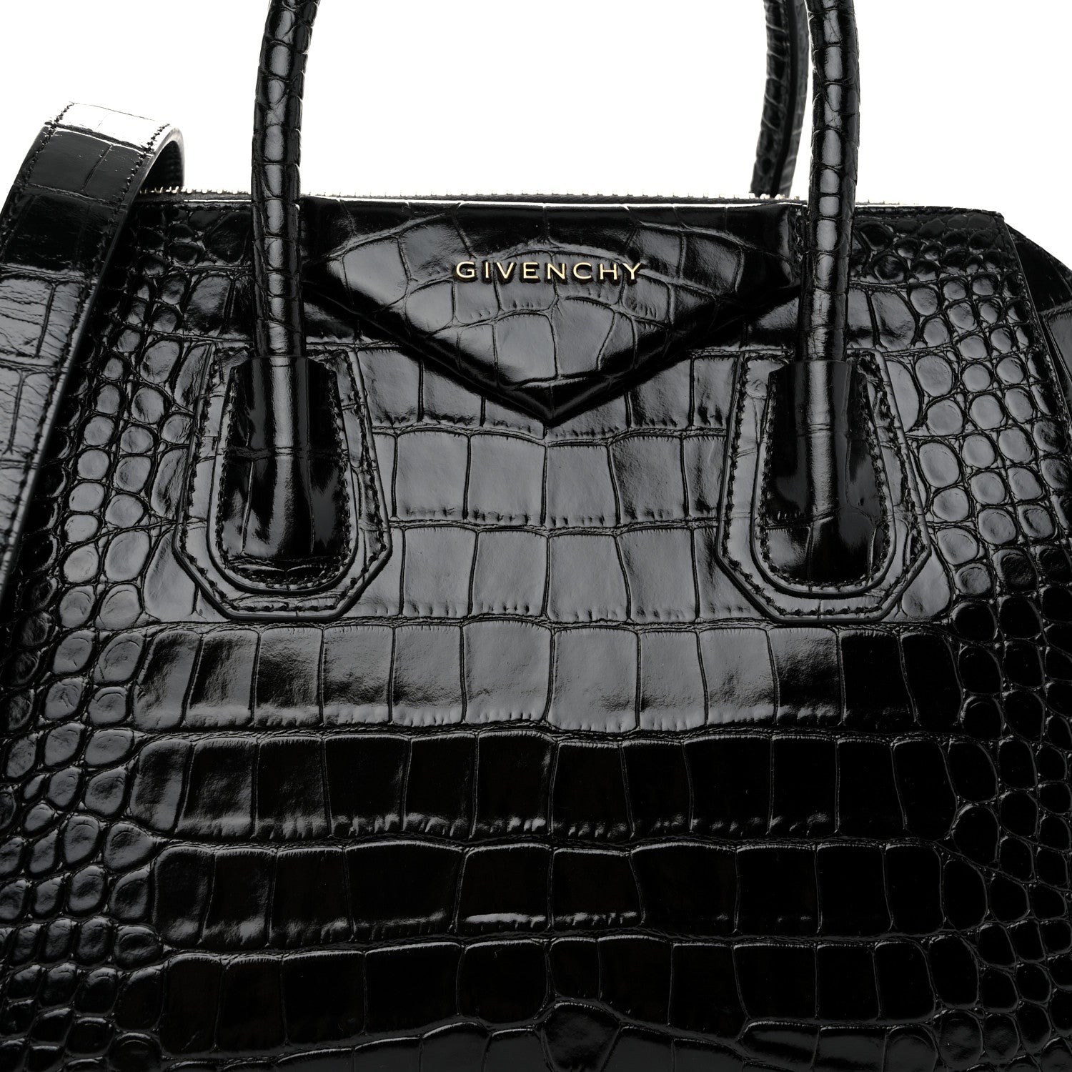 Givenchy Calfskin Crocodile Embossed Small Antigona Black 8 of 10