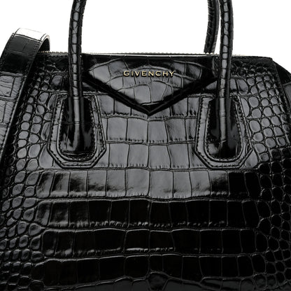 Givenchy Calfskin Crocodile Embossed Small Antigona Black 8 of 10