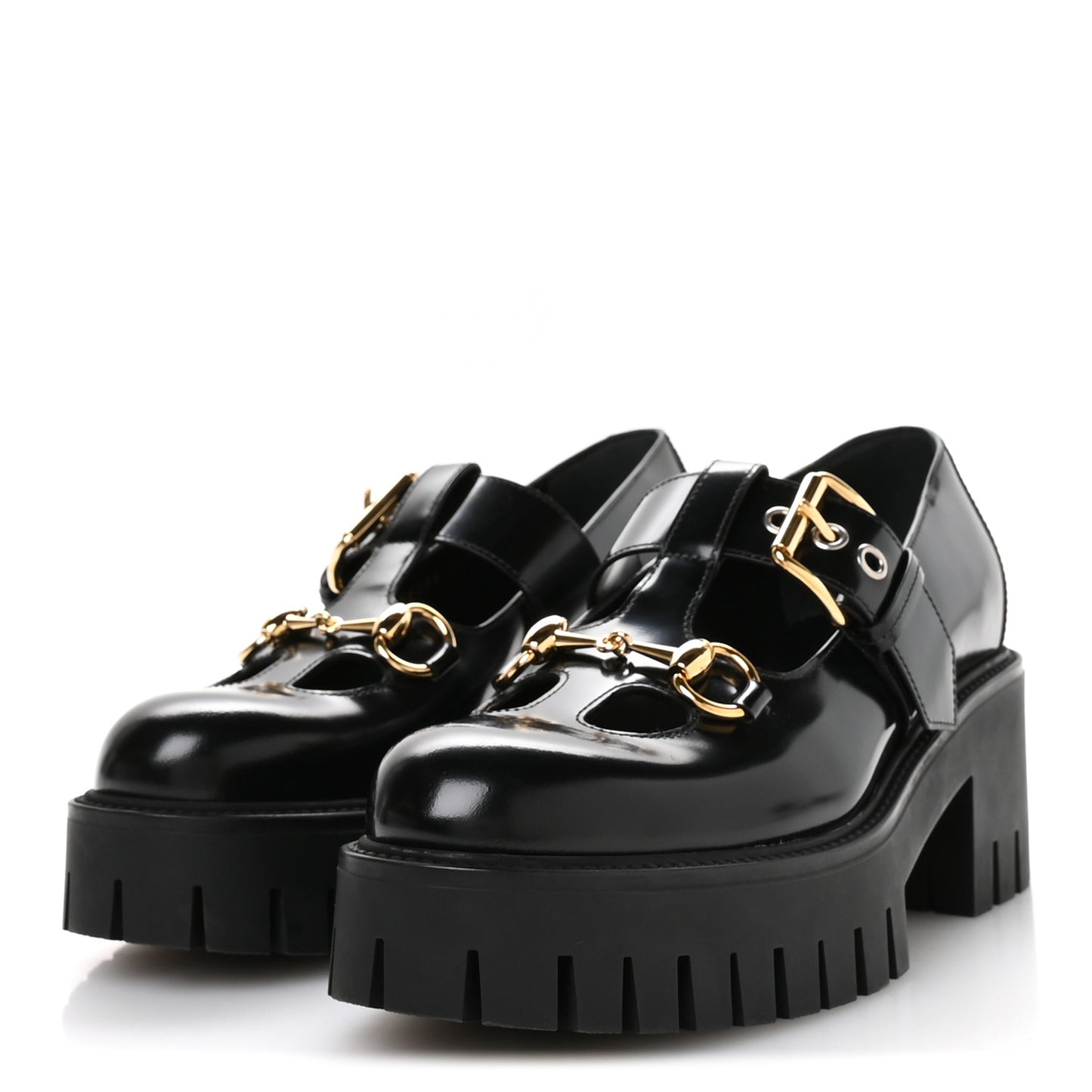 Cordovan Lux Womens Horsebit Platform Mary Jane Loafers 38.5 Black