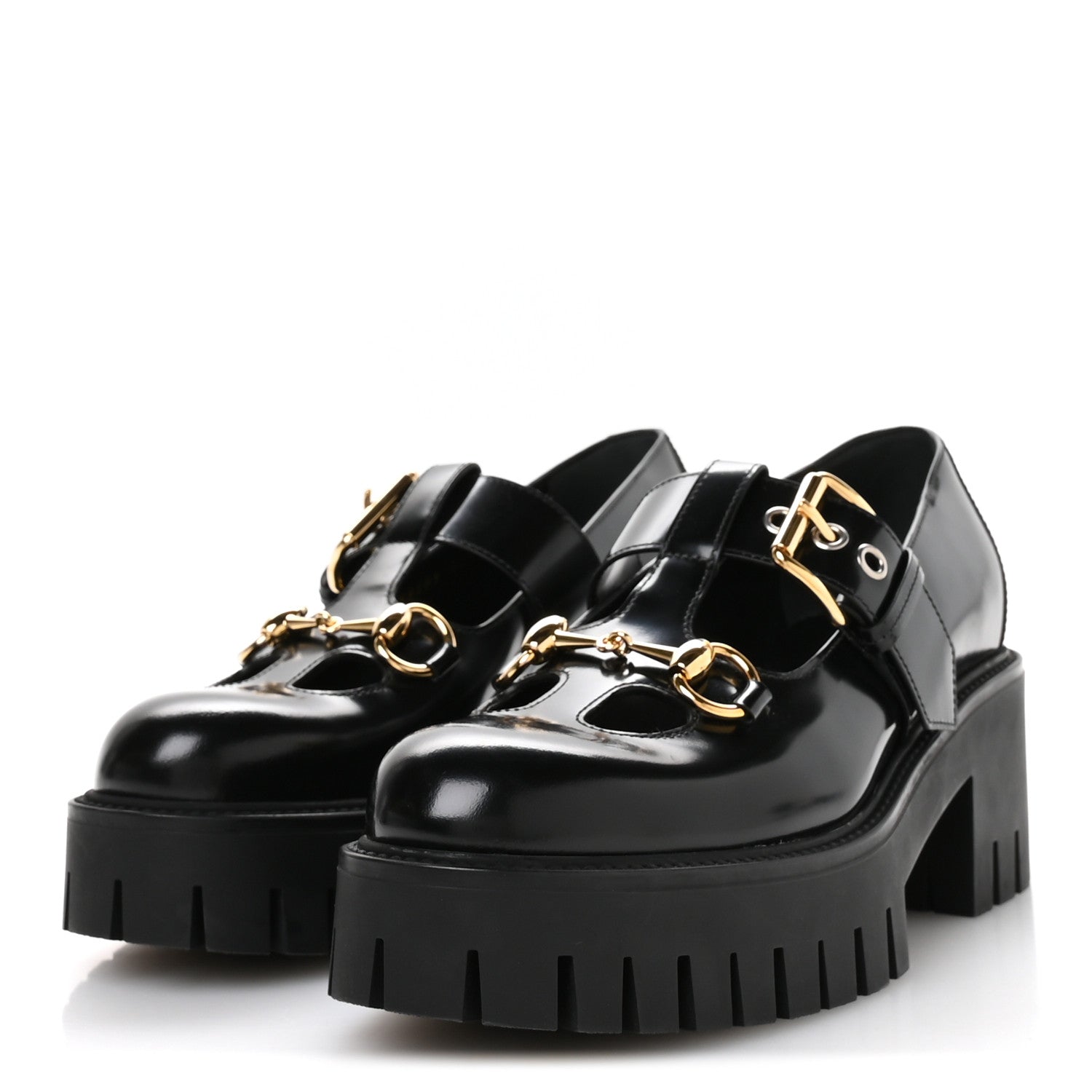 Gucci Cordovan Lux Womens Horsebit Platform Mary Jane Loafers 38.5 Black 4 of 9