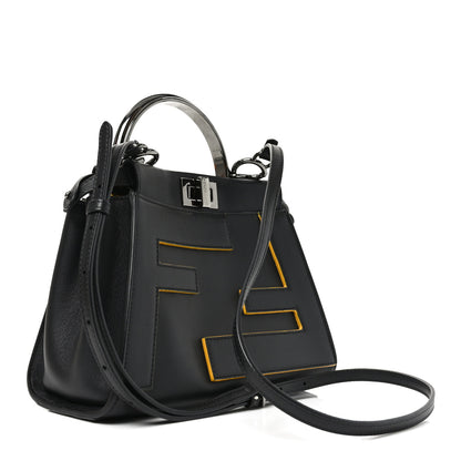 Fendi Nappa FF Mini Peekaboo Iconic Satchel Black Sunflower 3 of 10