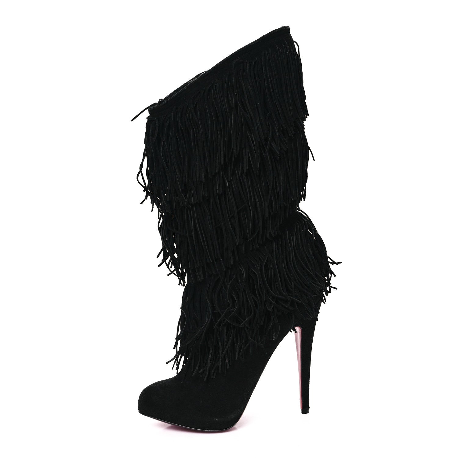 Christian Louboutin Suede For Ever Tina Fringe 140 Boots 41 Black 1 of 7