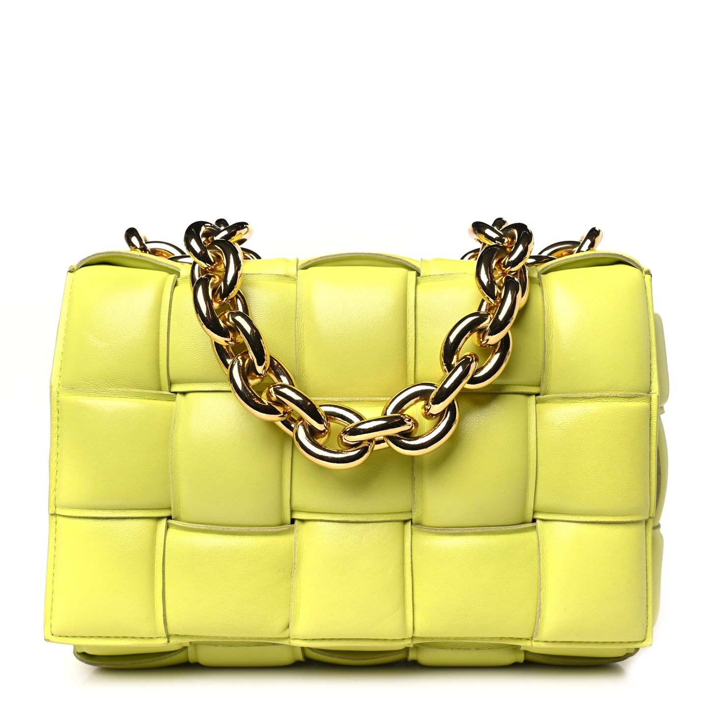 Lambskin Maxi Intreccio Padded Chain Cassette Crossbody Bag Seagrass