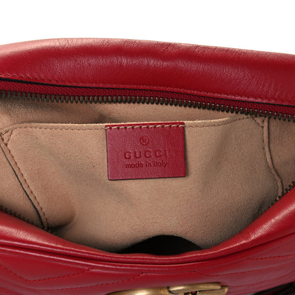 Gucci Calfskin Matelasse Small GG Marmont Chain Shoulder Bag Hibiscus Red 6 of 11