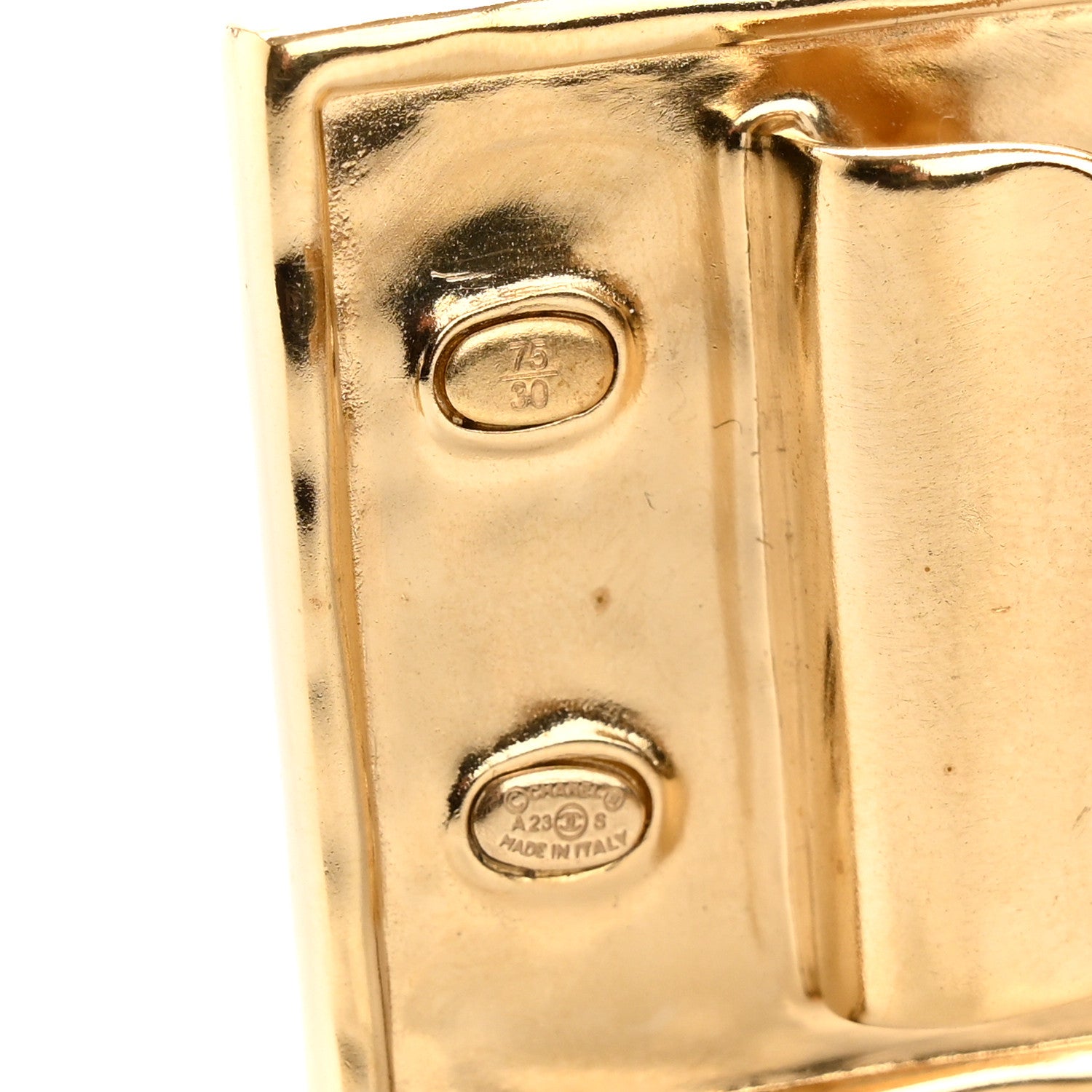 Chanel Metallic Lambskin Ruched Logo Belt 75 30 Gold 4 of 6