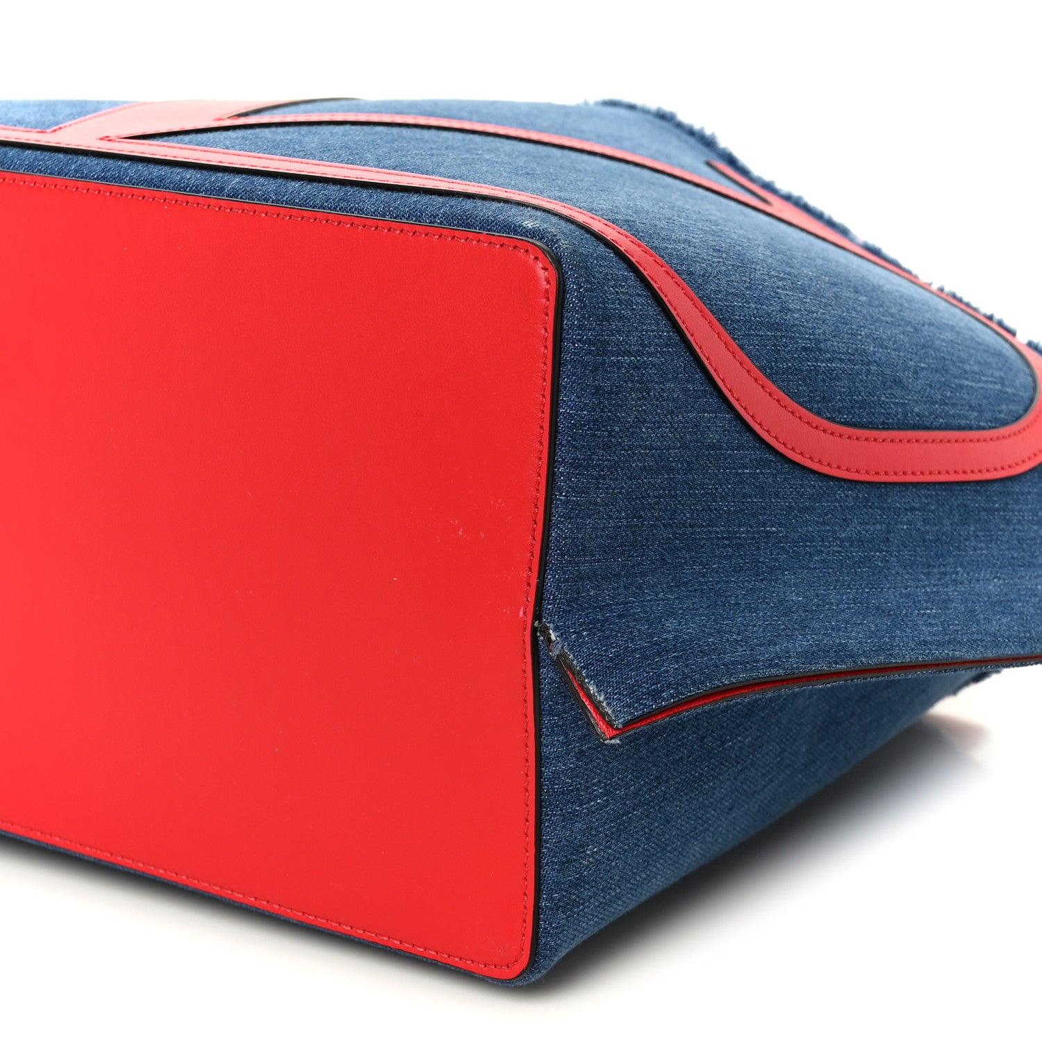 Valentino Garavani Denim Small Escape Tote Blue Red 12 of 12