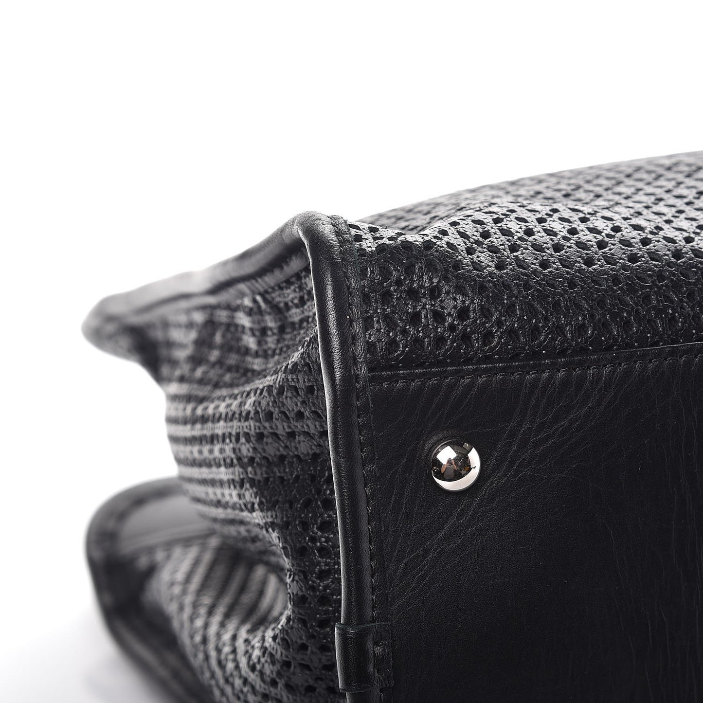 Calfskin Perforated Up In The Air Tote Black