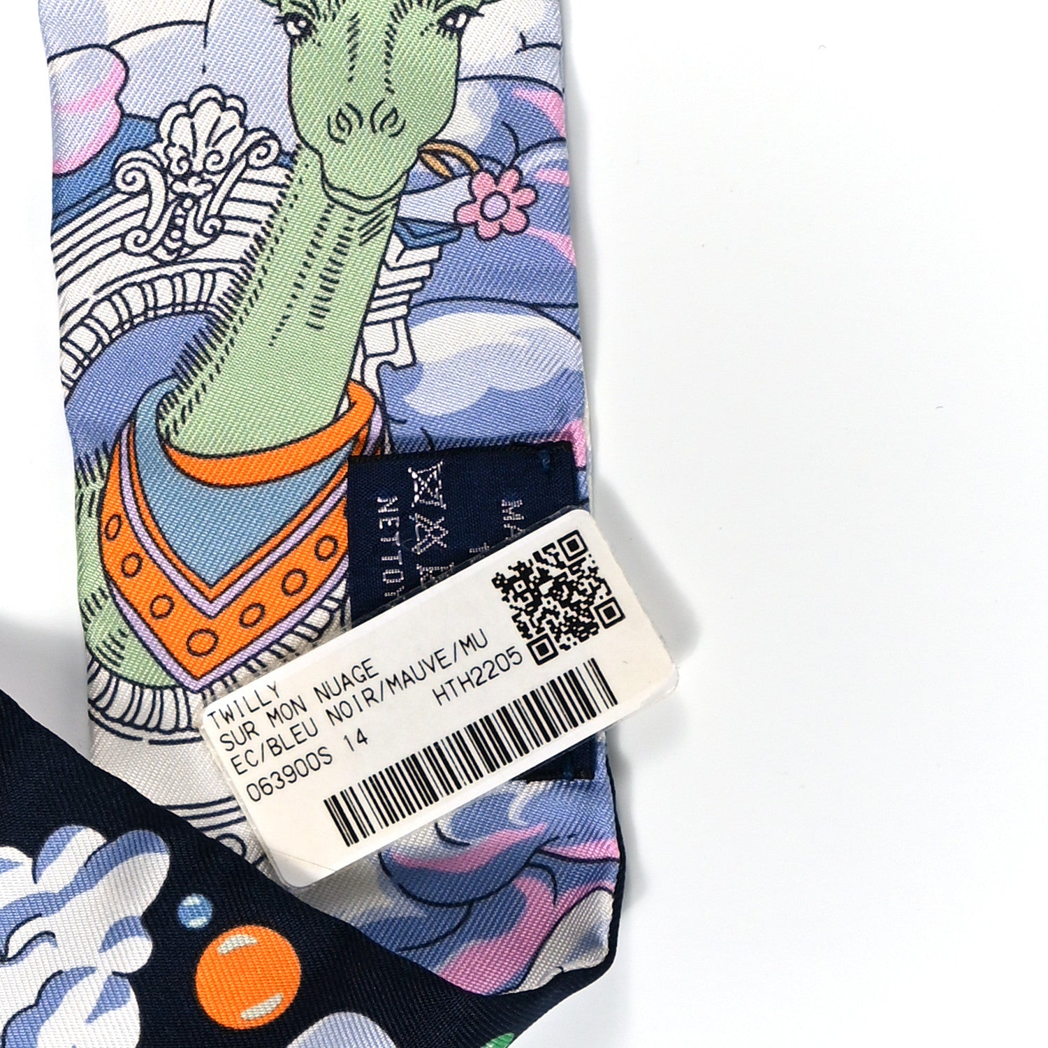 Hermes Silk Sur Mon Nuage Twilly Bleu Black Mauve 3 of 4