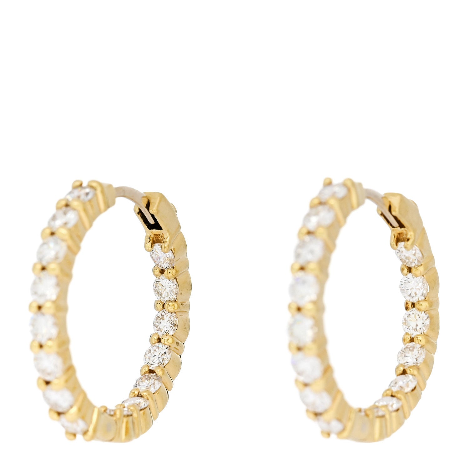 Roberto Coin 18K Yellow Gold Diamond 2.12ctw Inside Out Hoop Earrings 3 of 5