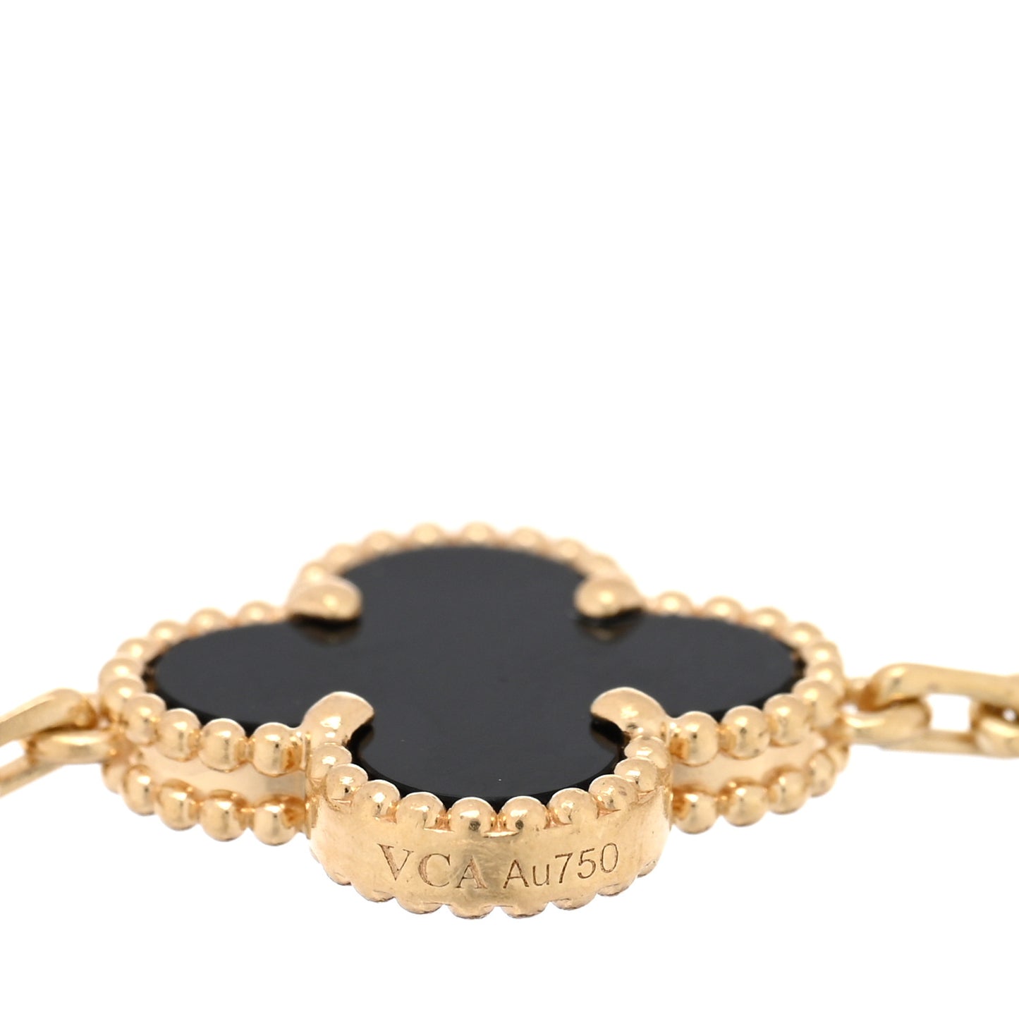 18K Yellow Gold Black Onyx 5 Motifs Vintage Alhambra Bracelet