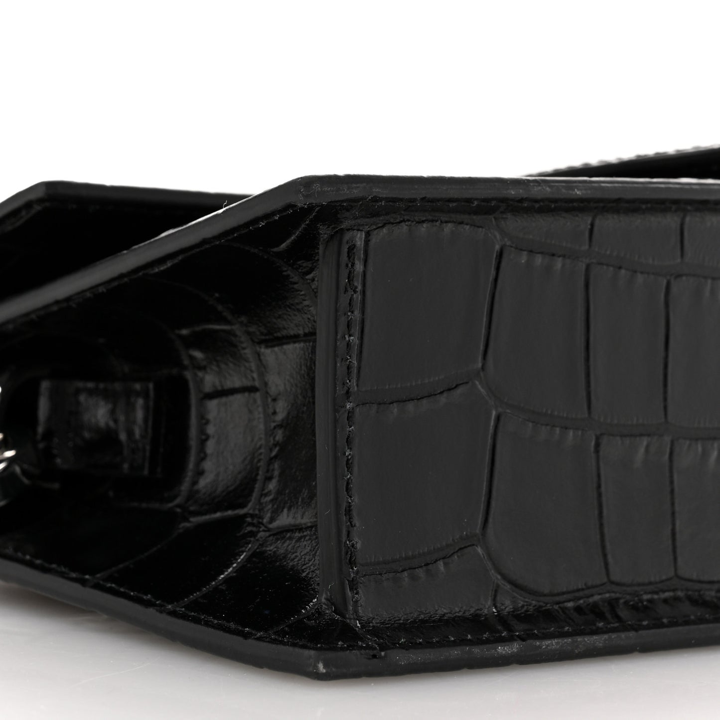 Calfskin Crocodile Embossed Le Grand Bambino Black