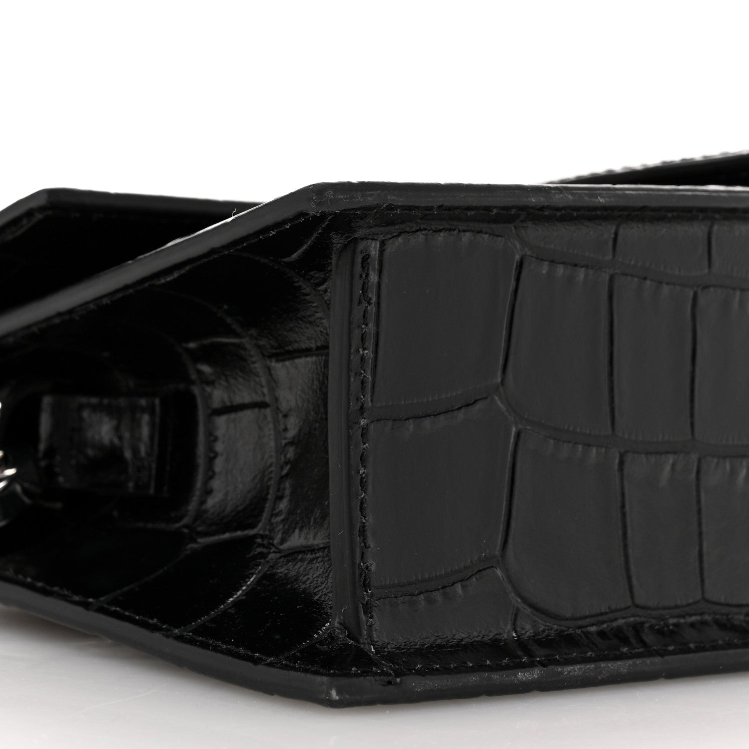 Jacquemus Calfskin Crocodile Embossed Le Grand Bambino Black 8 of 9