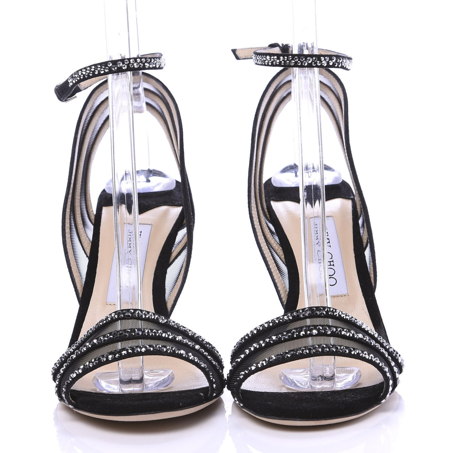 Suede Crystal Mesh Betty 85 Sandals 39 Black Anthracite