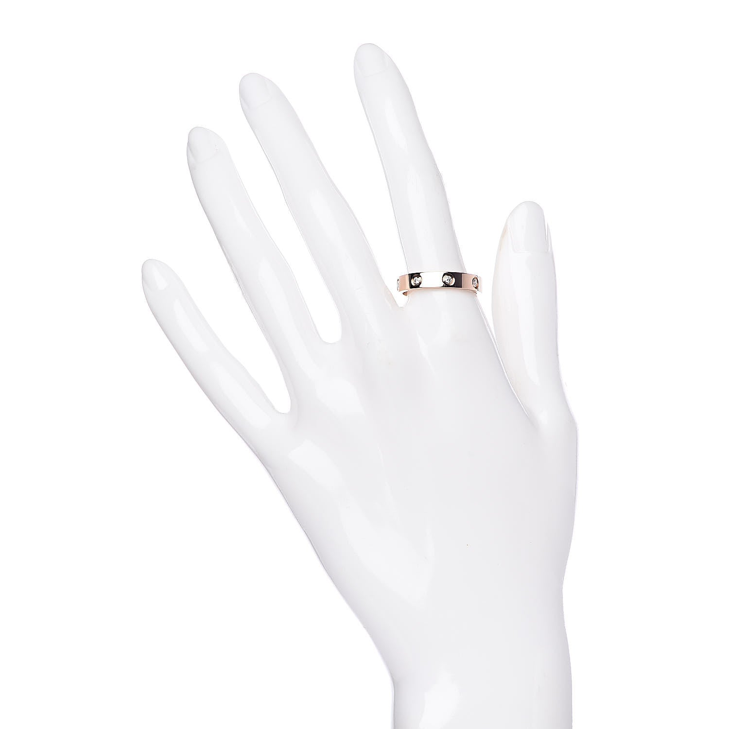 Cartier 18K Pink Gold 8 Diamond 4mm LOVE Wedding Band Ring 57 8 2 of 5