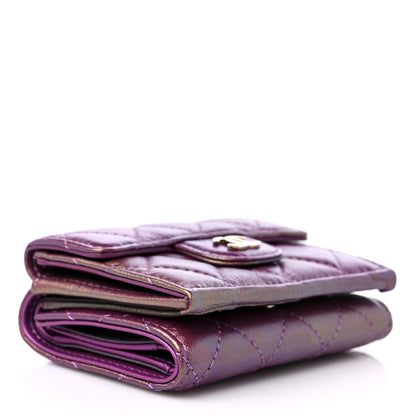Chanel Iridescent Lambskin Small Quilted Flap Wallet Purple 4 of 13