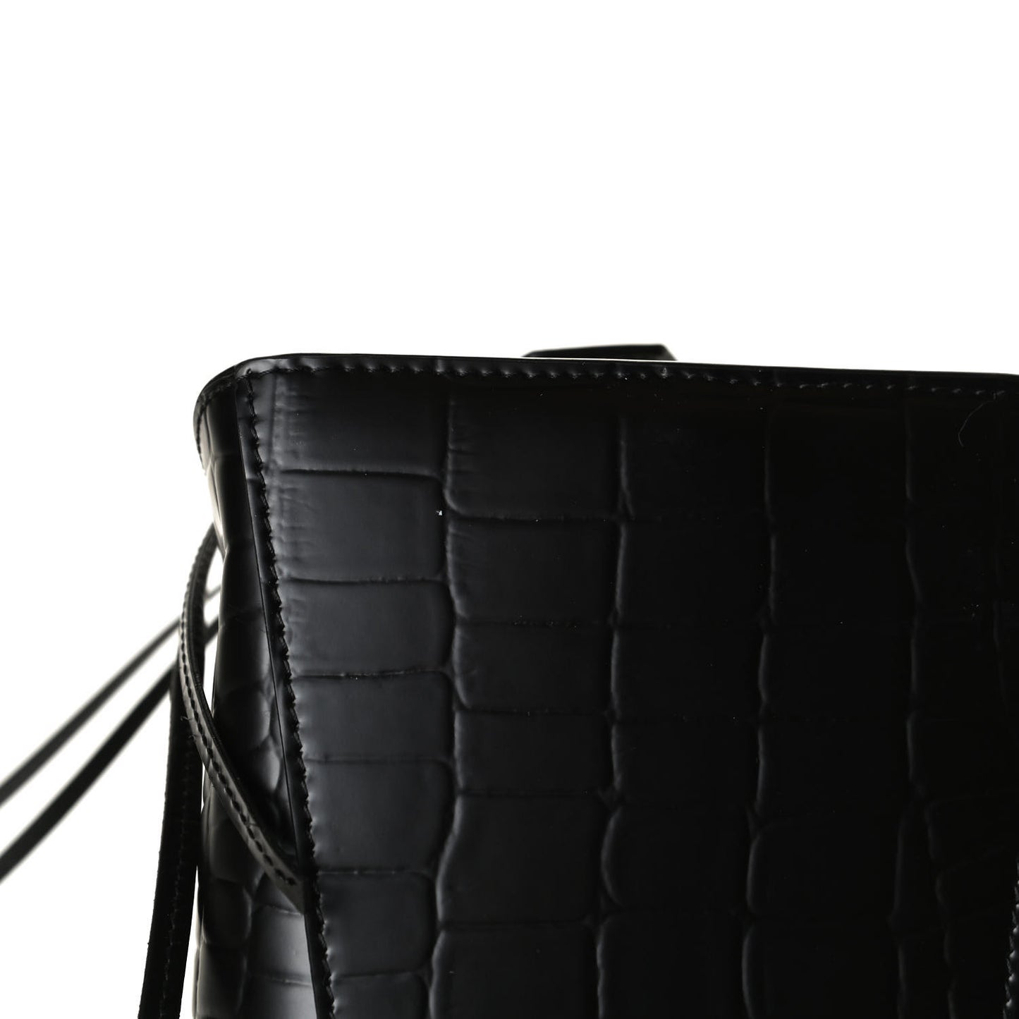 Semi Shiny Calfskin Crocodile Embossed Neo Classic Black Hardware S City Black