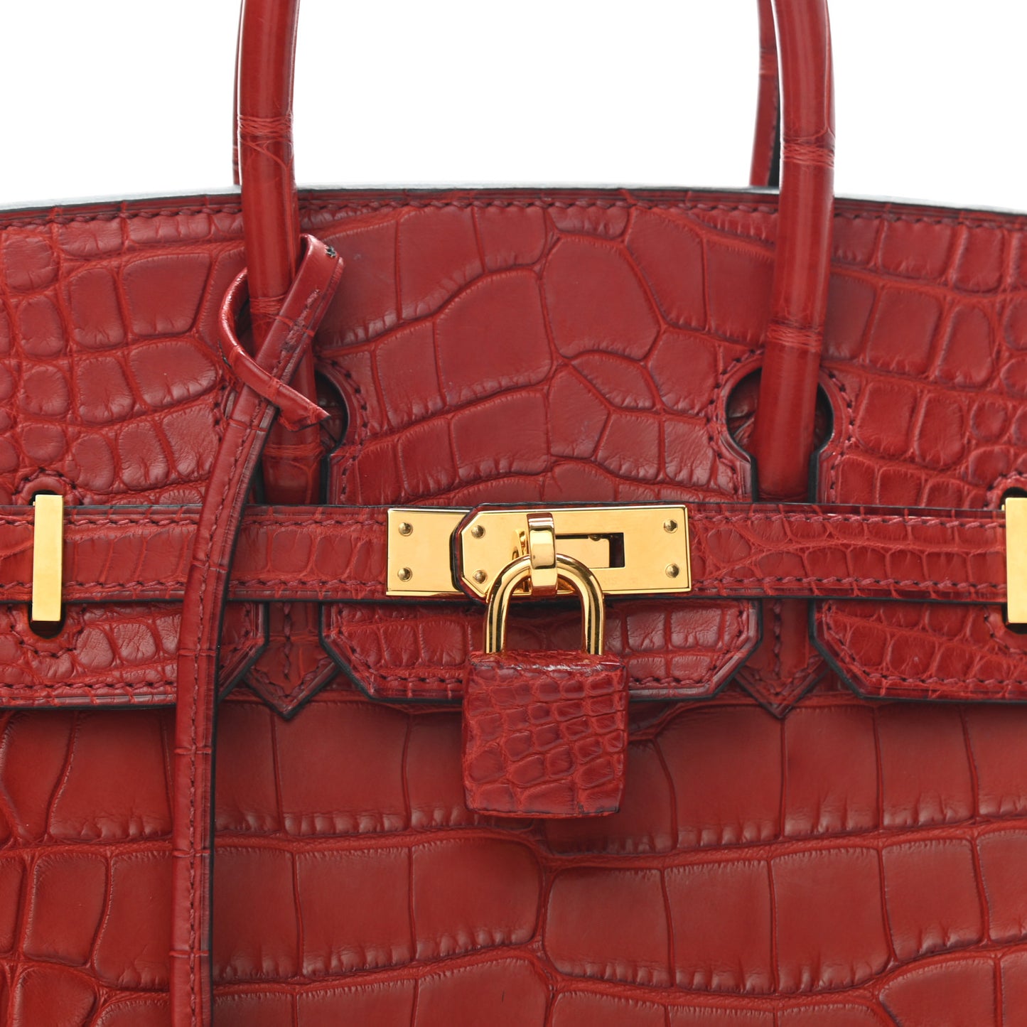 Matte Alligator Verso Birkin 25 Rouge H Orange Poppy