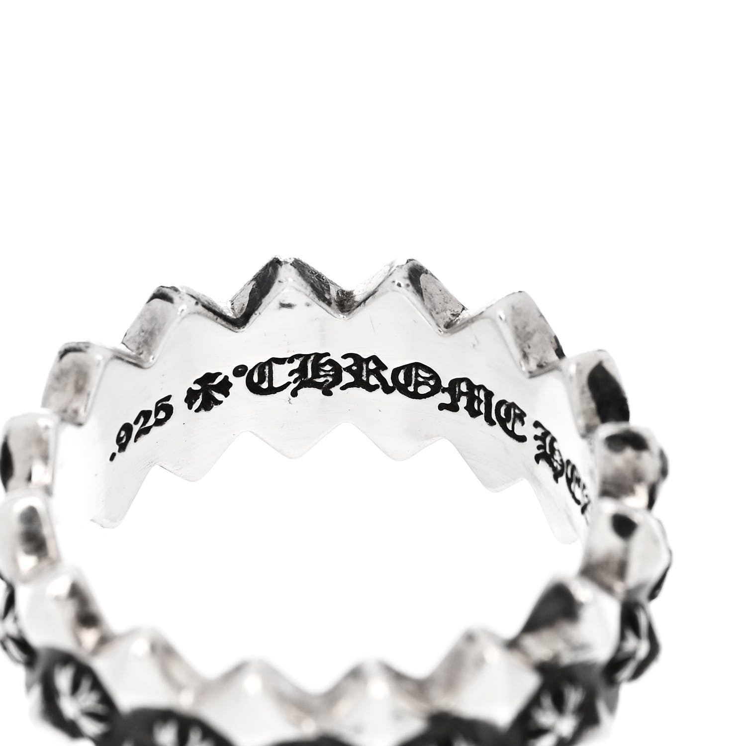 Chrome Hearts Sterling Silver CH Plus Punk Band Ring 60 9 1692022