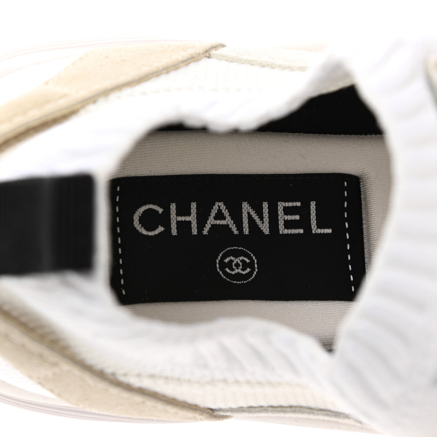 Mesh Suede Fabric Womens CC Sneakers 37 White Ivory Light Beige