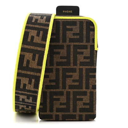 Fendi Fabric Jacquard FF 1974 Cell Pocket Strap You Tobacco Moro Giallo Fluo 1 of 10