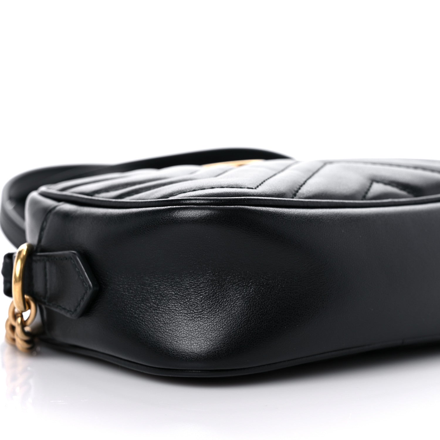 Gucci Calfskin Matelasse Mini GG Marmont Chain Shoulder Bag Black 8 of 9