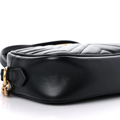 Gucci Calfskin Matelasse Mini GG Marmont Chain Shoulder Bag Black 8 of 9