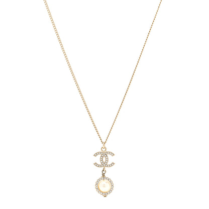 Chanel Crystal Pearl CC Lace Camellia Necklace Gold 1 of 5